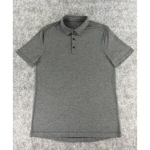 Lululemon Evolution Polo Shirt Mens Medium Dark Gray Athleisure Stretch Casual